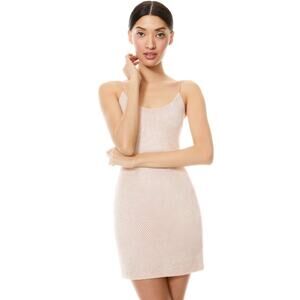Alice + Olivia Nelle Crystal Embellished Mini Dress almond neutral blush Size 2